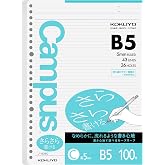 KOKUYO Campus B5 Loose Leaf Paper, 100 Sheets 5mm Ruled Binder Refill paper | Sarasara smooth 75gsm smooth filler paper in 7.2"x10.2", 26 holes narrow line spacing notebook paper for school, 100/pack
