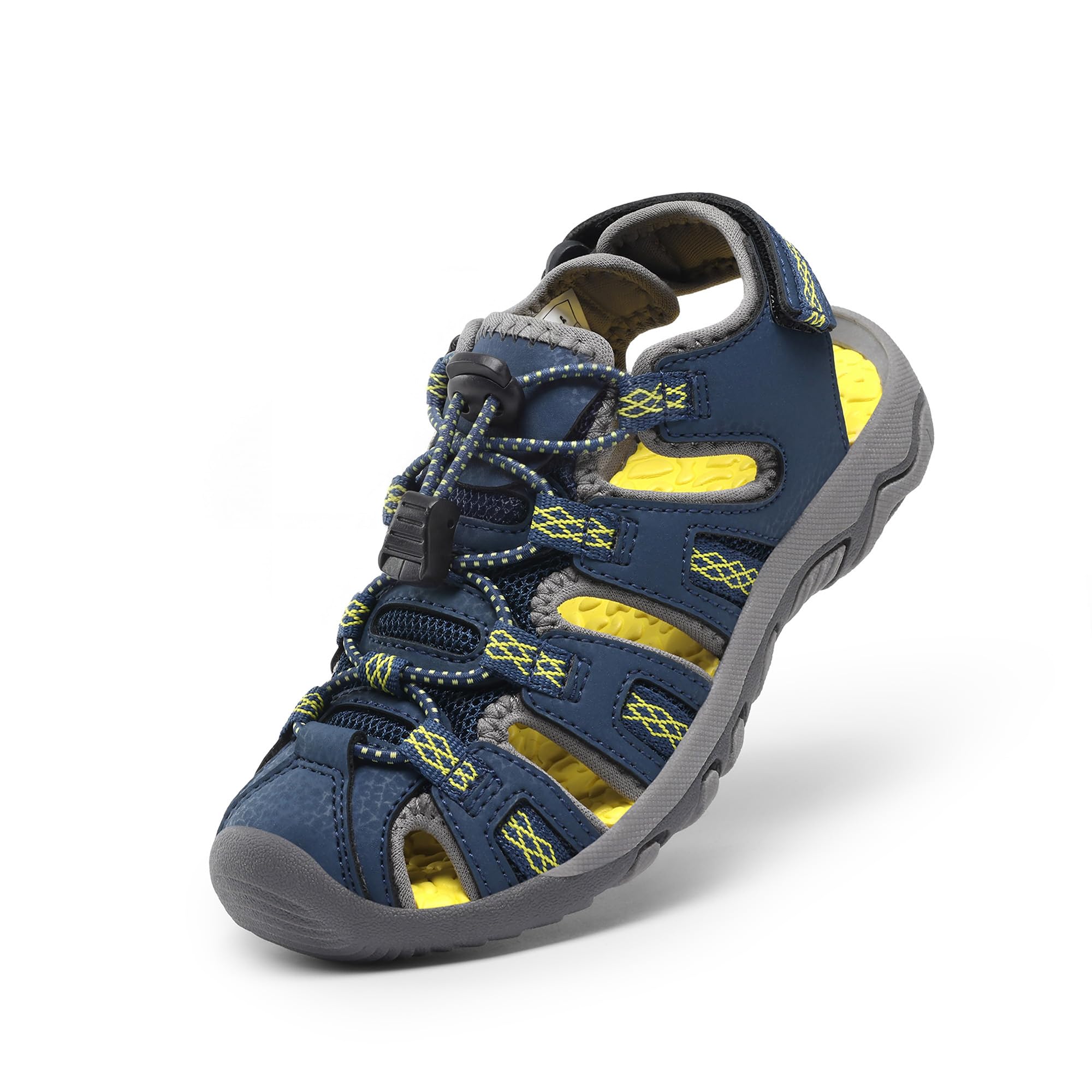 DREAM PAIRS Boys Girls Summer Outdoor Athletic Sport Sandals Walking Hiking Hook and Loop Adjustable Multicolor for Toddler/Little/Big Kids,Size 5 Big Kid,Dark Blue,160912-K Image