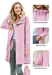 Zando Womens Rain Jacket with Hood - Travel Rain