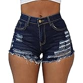 Weigou Women Jean Short Ripped Hot Shorts Comfy Stretchy Women Fringed Denim Shorts