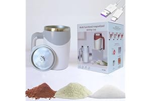 TOYCOL Rechargeable Electric Automatic Magnetic Self Stirring Coffee Mug USB Travel Coffee Cup Insulated Rotating Mixing Cup for Office/Kitchen/Travel/Coffee/Tea/Hot Chocolate/Milk 12.9oz (Grey)