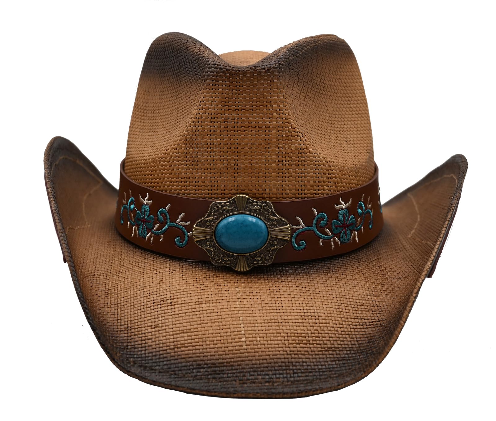 Photo 1 of **BROKEN**THE CELL Straw Cowboy Hat (Sapphire_Borwn)