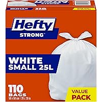Hefty™ Garbage Bags, Strong Small 25 Litres White Kitchen, Easyflaps™, Value Pack 110 Bags