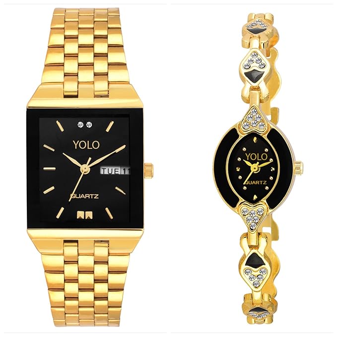 Analogue Black Dial Men's & Women's Watch Combo (YCP-021)