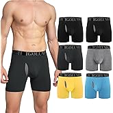IGOLUMON Men’s Underwear Boxer Briefs 6-Pack Breathable Bamboo Rayon Soft Boxer for Men with Fly Underwear Trunks