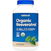 Nutricost Organic Resveratrol (600mg) 120 Capsules - USDA Organic, CCOF Certified, Vegan, GMO-Free, Gluten-Free, 60 Servings