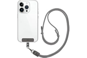 ekax Adjustable Nylon Strap with PU Leather Clip, Universal Cell Phone Lanyard, Neck Hanging & Crossbody Strap, for Most Smartphone Cases, Keys & Work Permit, Easy Clip On & Off (Ash Gray)