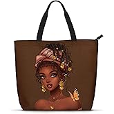 Foinior African American Black Women Tote Bag Black Girl Magic Shoulder Handbag For Work Travel Beach Shopping