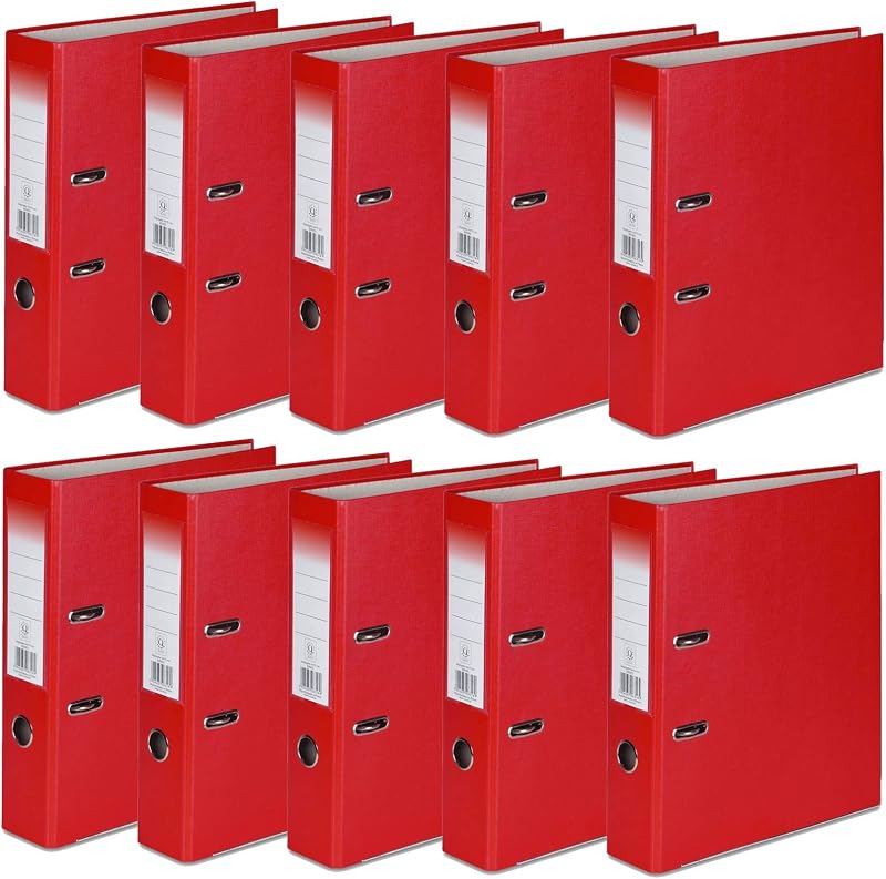 Office Centre 10 x Red A4 Lever Arch Files 75mm Spine Premium Binder Bar