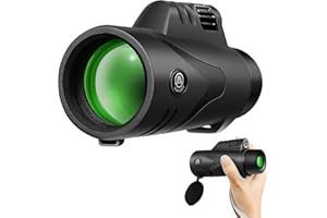12x42 High Powered Compact Monocular for Hunting Bird Watching AUCRSOZK Zoom HD Mini Pocket Monoculars Telescope with Low Night Vision for Adults Kids Hiking Outdoor - Black