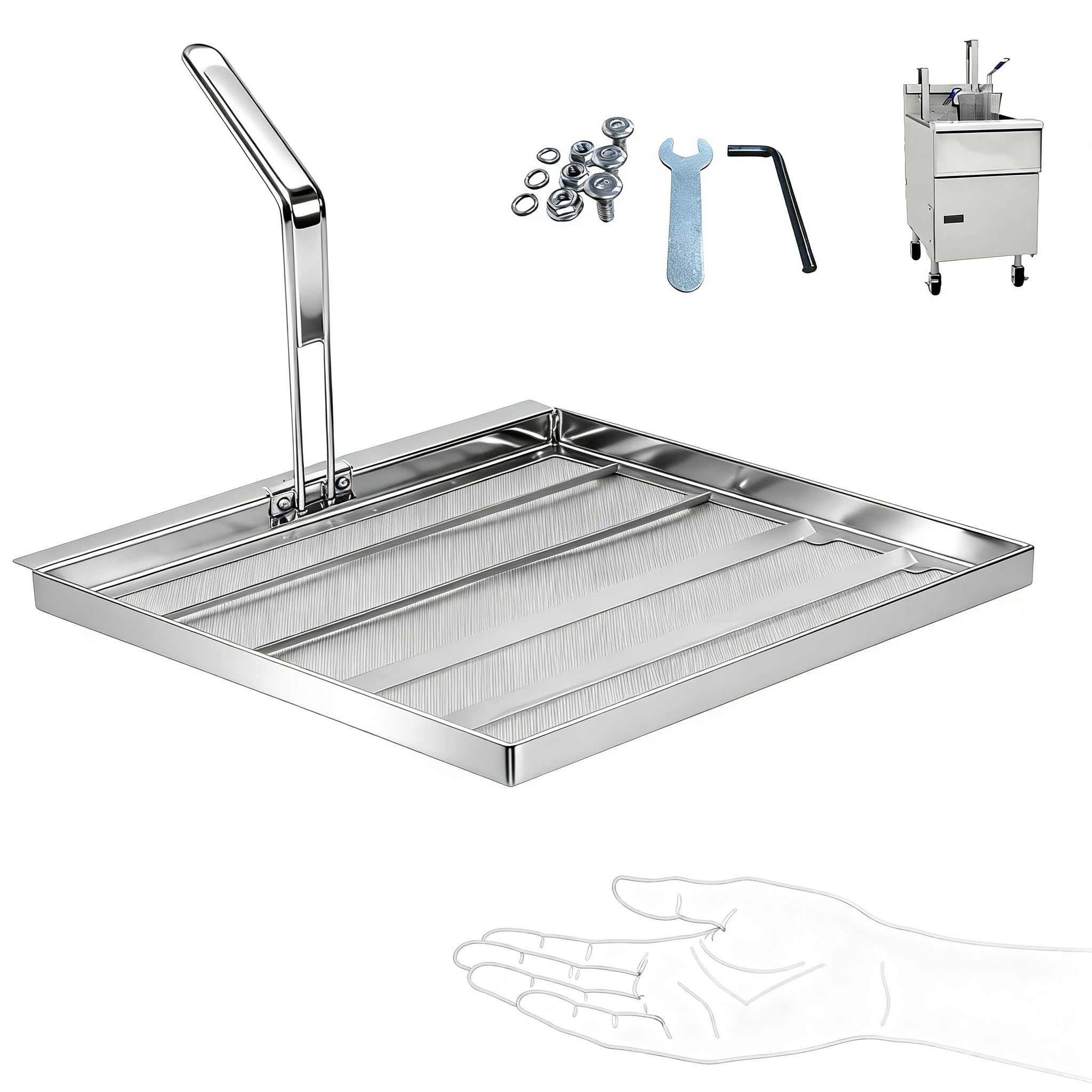 Photo 1 of AF45/TK45 Commercial Deep Fryer Filter 13.75"x13.5", 550 Micron 304 Stainless Steel Cooking Deep Fryer Oil Filter, Extend Oil Lifespan Up to 50% for Commercial Fryers (13.75" x 13.5")