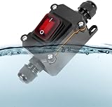 QWORK IP65 Waterproof Rocker Switch 12-24V 30A DPST Inline Cord ON OFF Red Light view 3