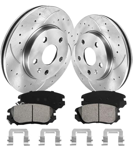 Front Drilled & Slotted Brake Rotors With Ceramic Pads For Chevy Impala & Similar