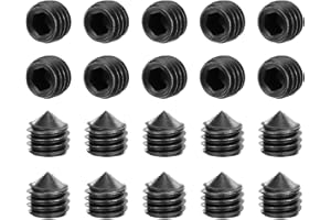 uxcell 40Pcs Set Screws M5x4mm Carbon Steel Cone Point Hex Socket Grub Screws for Machinery, Home Repairs, and Fixtures Black
