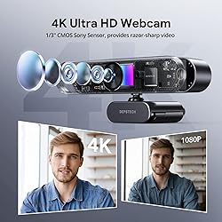DEPSTECH Webcam 4K, Zoomable Webcam with Microphone