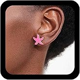 IRCOMULTI Small Starfish Stud Earring Solid Orange Sea Star Earring Minimalist Tiny Starfish Earrings Vintage Sea Starfishs Stud Earrings Jewelry for Women