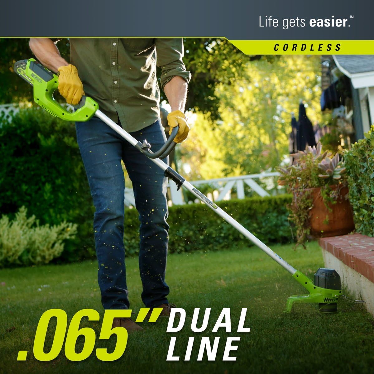 Greenworks STBA40B210 G-MAX 40V Cordless String Trimmer and Leaf Blower Combo Pack, 2.0Ah Battery and Charger Included : Garden & Outdoor
