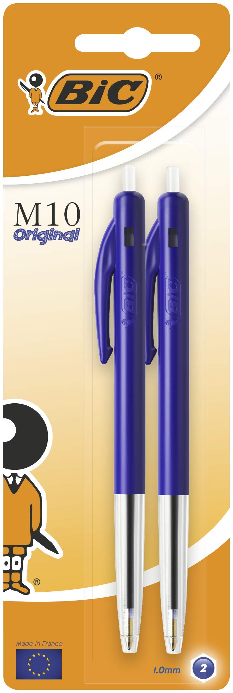 BIC M10 Clic - ballpoint pens (Clip-on retractable pen, Blue, Blue, Transparent, Plastic, Plastic, Medium)