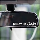 I Love You Drive Safe Mirror Sticker, Car Stickers for Women, Rearview Mirror Decal, Cute Car Decals, Valentines Day Gifts for Her, Him (Trust in God - White)