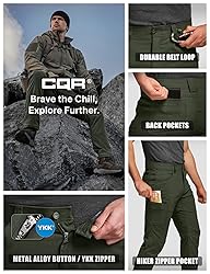 CQR Men's Active Flex Tactical Pants, Water