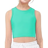 HASMES Girls Athletic Tank Tops Sleeveless Round Neck Basic Cute Dance Crop Tops for Kids 6-14Y