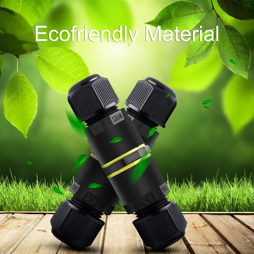 Aroc IP68 étanche Boîte de jonction extérieur électrique connecteur de câble externe Sleeve Coupler 3 broches 9 A 450 V (lot de 2)