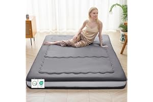 Auemtyn Japanese Floor Mattress, 4" Japanese Futon Mattress, Foldable & Portable Shiki Futon (shikibuton), Roll Up Thicken Sleeping Tatami Mat Sleeping Pad for Camping (Grey, 54 x 80)