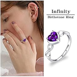 Shysnow Amethyst Birthstone February Ring for Women