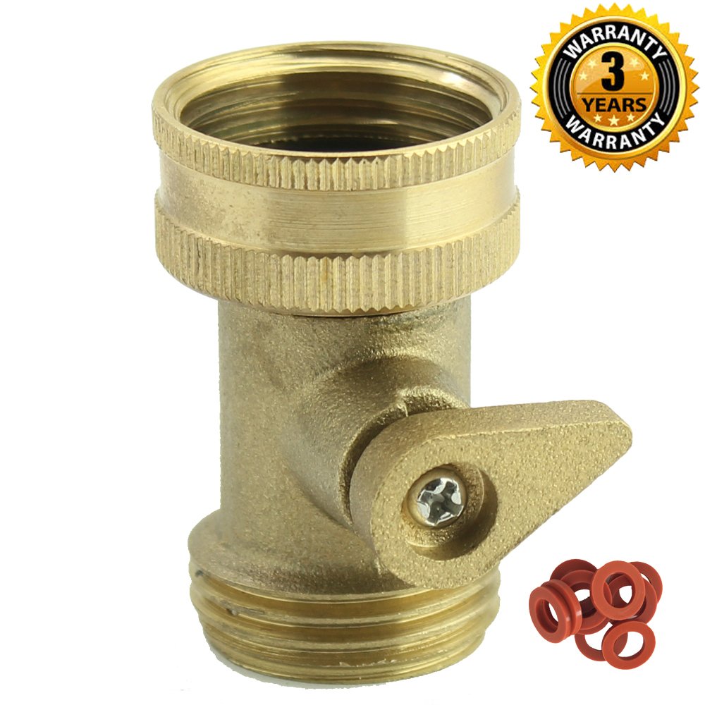 A1006 Heavy Duty Brass Garden Hose Shut Off Valve with Complimentary