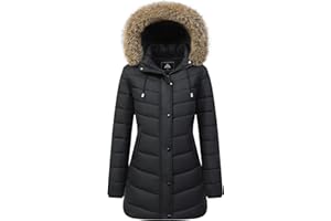 PUFFLADY Women's Long Winter Puffer Coat Warm Thicken Fleece Lined Down Jacket Waterproof Detachable Hooded Parka