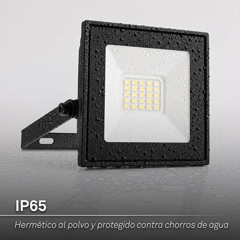 - Holofote LED exterior com luz branca neutra, 20W 1800 lm, ajustável, IP65 resistente ao pó e à água, foco LED exterior, para jardim e garagem, 11 x 14,5 x 3 cm, preto — foto 2 de 8