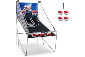 KOTEK Basketball Arcade Game Indoor, Foldable Dual Shot Electronic Basketball Games for 2 Players w/8 Game Options & LED Scor