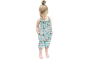 RAISEVERN Baby Girls Halter Backless Romper Toddler Kid Jumpsuit Pants Clothes With Pocket Size 1-5T