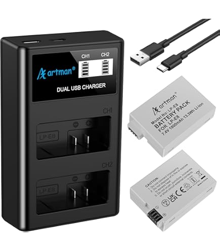 2 Batterie LP-E8 + Caricatore USB LCD - Compatibile Canon EOS 550D, 600D, 700D, Rebel T3i/T5i - Foto 2