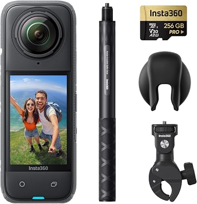 Insta360 X4 Motorcycle Bundle 8K 360 Camera 135 Min Battery 256GB Card