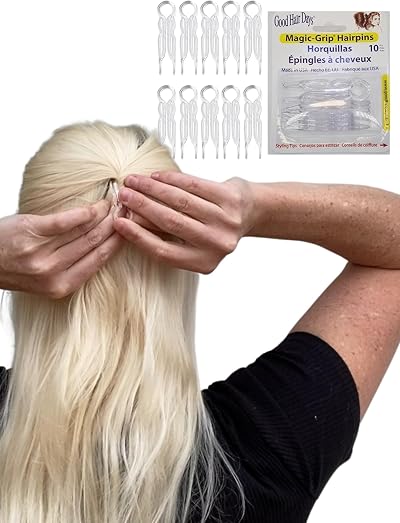 Good Hair Days U-Shaped Magic Grip Hair Pins Plastic Crystal Strong Hold Styling