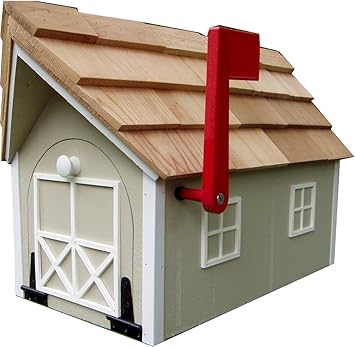 Amazon Com Mailbox Wooden Dutch Barn Style Almond With White Trim