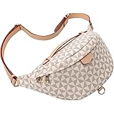 Crossbody Sling Bag for Women Fanny Pack with Adjustable Strap Large Opening Two-Way Zipper Closure Chest Trendy Checkered Belt for Daily Shopping Travel (white)