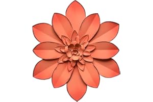 Picfarce Pink Metal Flower Wall Art Decor, 11“ Rustic Modern Floral Sculpture, Distressed Hanging Home Decoration Accent Artworks for Indoor Bedroom Living Room Office Outdoor Garden Patio