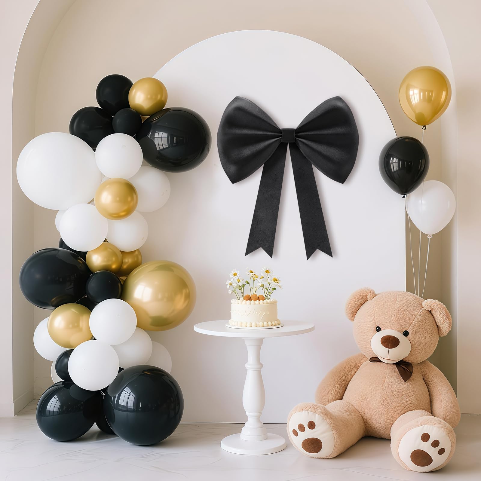 Photo 1 of 20 inches Big Black Bows Decorations for Party Wedding Backdrop,Coquette Decorations for Wall Decor,Baby Shower Decorations