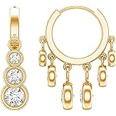 Certified 3 Carat Moissanite Hoop Earrings in Silver, D-Vs1 Quality, Bezel Set Moissanite Drop Earrings - Ready To Gift