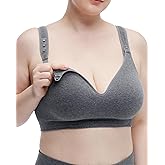 Momcozy Busty Nursing Bras, U.S.Cotton Wirefree Fixed Padded Maternity Bra, Full Coverage Adjustable Fit