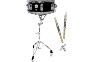 GRIFFIN 14" x 5.5" Snare Drum Kit (PoplarPro Edition) – Includes Snare Stand, 2 Pairs of Maple Wood Drum Sticks & Key – Wood Shell Marching Percussion Practice Set