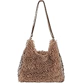 Women's Fluffy Plush Hobo Bag - Oversized Slouchy Tote, Convertible Large Capacity Backpack, Soft Fuzzy Shoulder Handbag