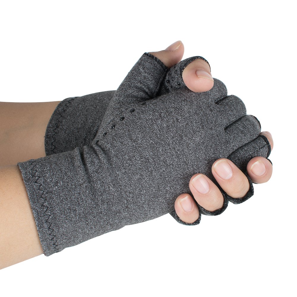 Pevor Arthritis Compression Gloves Relieve Pain Cotton & Spandex Arthritis Rehabilitation Bumps Training Nursing Grip Gloves S Gray
