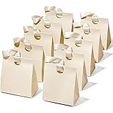 Vitalizart Paper Gift Bags With Ribbon Handles Small White Bulk Pack | 10 Reusable Bags Set For Gift Wrap Girls Kids Birthday Bridal Shower Party Favors Goodie Candy Christmas 5.91"x3.54"x7.28"