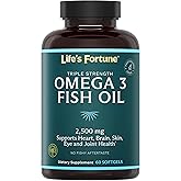 Life's Fortune Fish Oil Omega 3 Concentrate Supplement 2500 mg, 60 Softgels, High Potency, EPA & DHA Fatty Acid - Heart, Brain, Skin, Joints - Non GMO