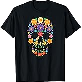 FLORAL SUGAR SKULL Flower Calavera Calaveras Skulls Meme T-Shirt