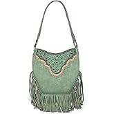 Montana West Fringe Shoulder Bag for Women Western Tooled Hobo Tote Bag Purses