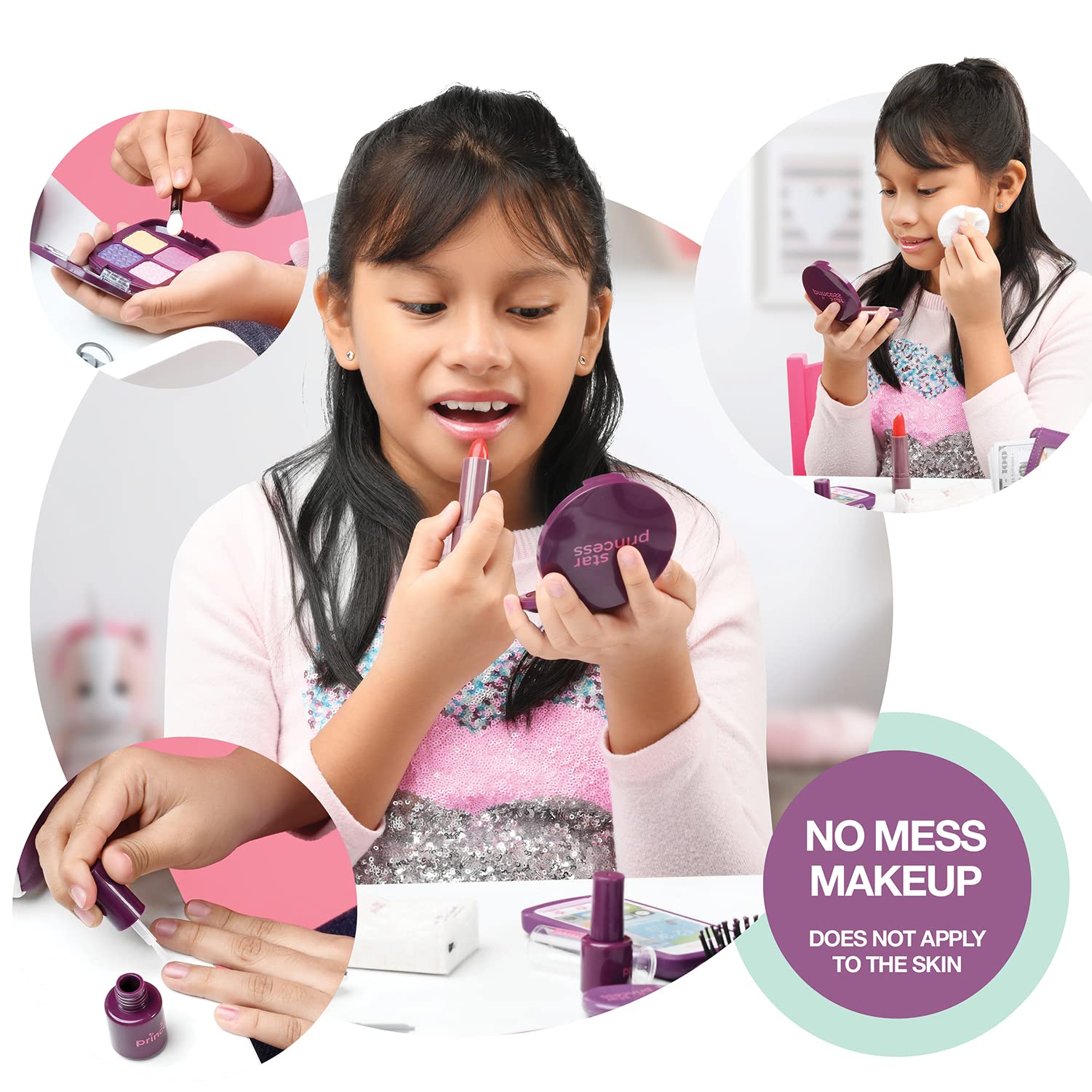 Play Purse for Little Girls - Toddler Purse with Accessories and Pretend Makeup, Kids Toy Purse Includes Handbag, Phone, Wallet, Play Makeup Pretend Play Toys Birthday Gift for Girls Age 3 4 5 6 7 8 +